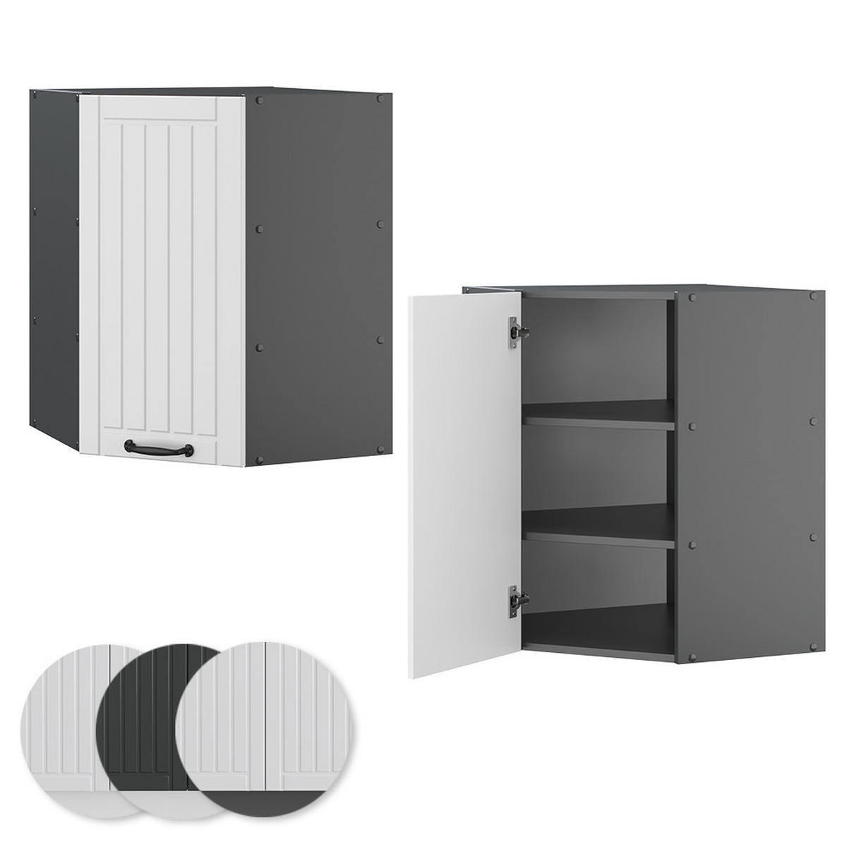 ECKHÄNGESCHRANK Fame-Line Weiß Landhaus 57 cm - Anthrazit/Weiß, Holzwerkstoff (57/72/34.1cm) - Vicco