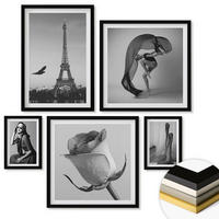 WANDBILDER 5er-Set - 50x50 cm & 20x30 cm & 40x60 cm Schwarzer Rahmen - Stilvolle Porträts eleganter Frauen - Schwarz, Kunststoff (40/60cm) - ArtPrintCave