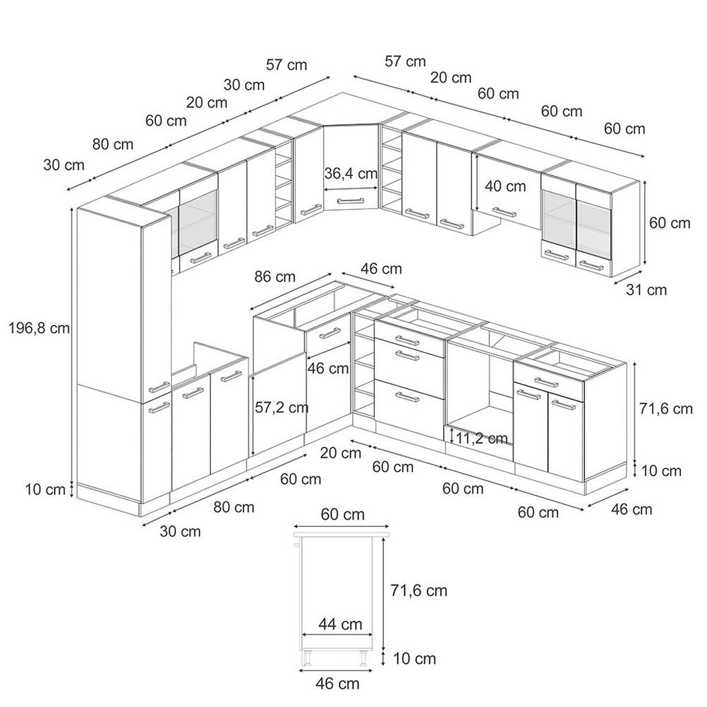 Thumbnail - Vicco Eckküche, Rot, Anthrazit, Holzwerkstoff, L-Form,Formgebogen, 277x81.6x60 cm, Küchen, Eckküchen, Eckküchen ohne Ger...