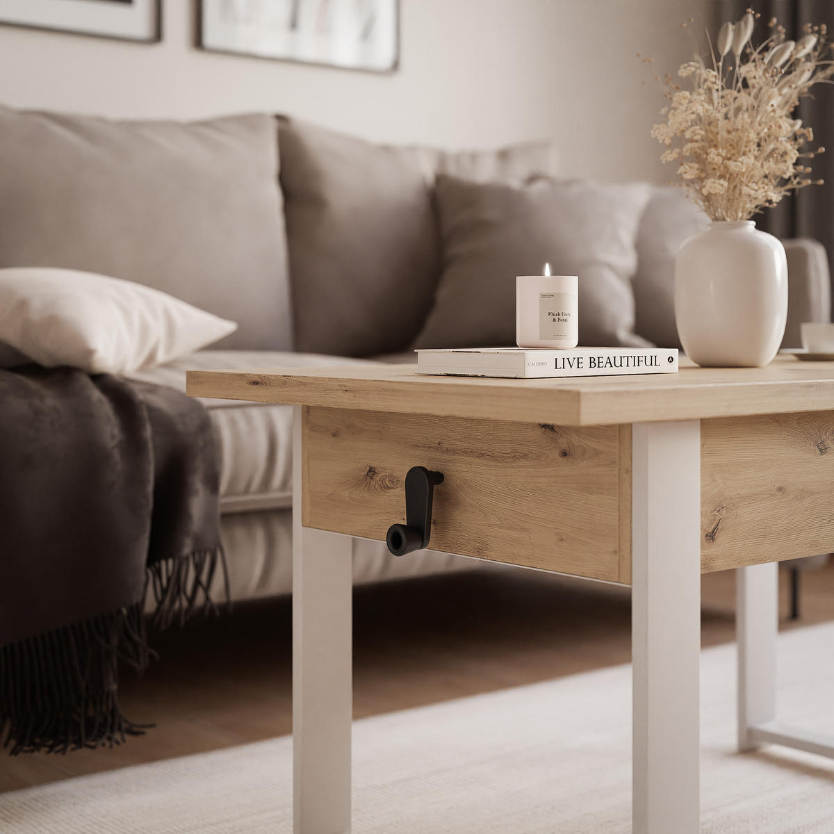 COUCHTISCH TIVOR Multifunktionalität 3-in-1 - Kaschmir/Eiche Artisan, Holzwerkstoff/Metall (67/120/63.5cm) - Idohome