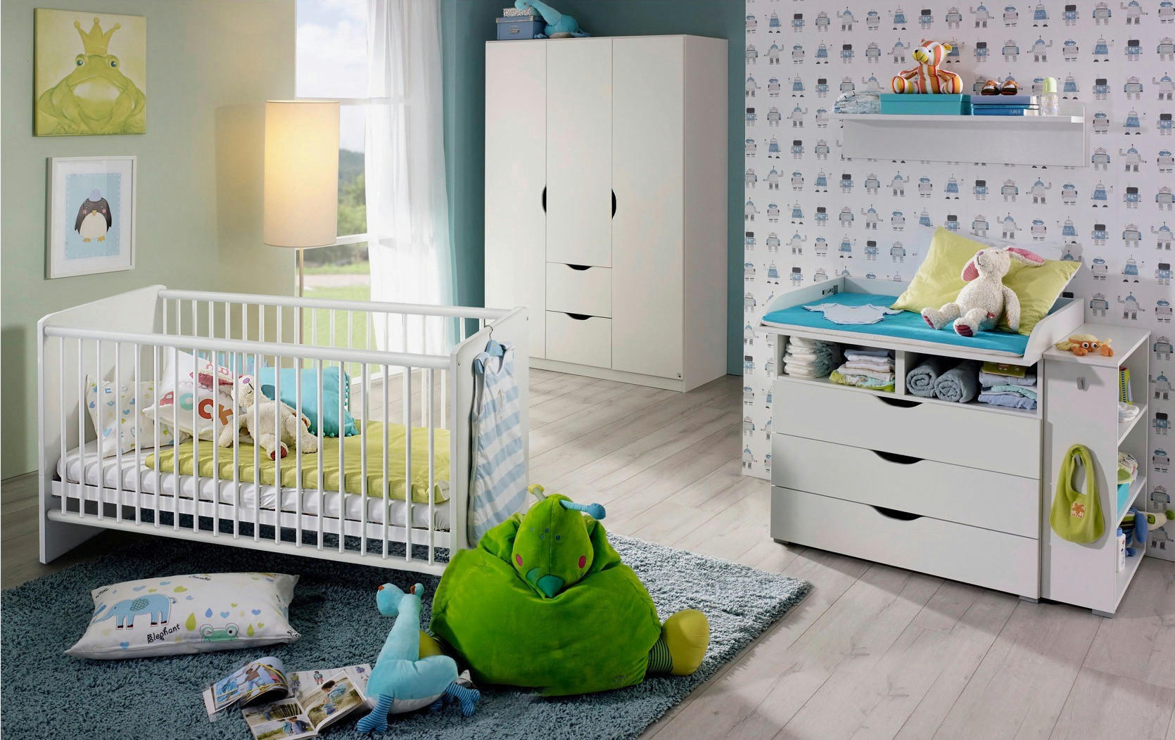BABYZIMMER Alvara in Weiß 7 teilig - Weiß, Holzwerkstoff (120/200/80cm)