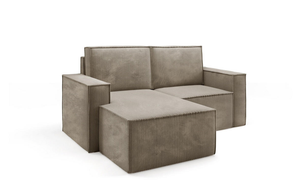 ECKSOFA Orto Hellbraun, Zweisitzer Kordecksofa linke seite - Hellbraun, Holzwerkstoff/Textil (180/141cm) - Bettso