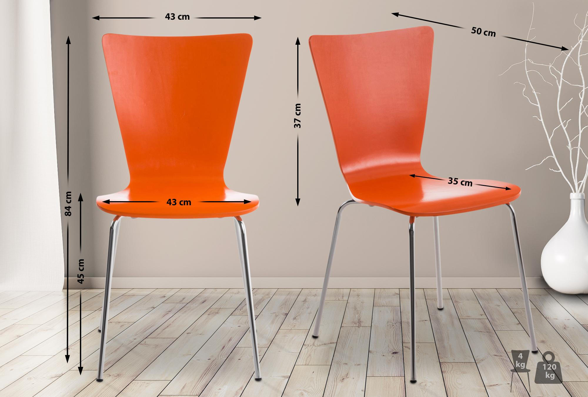 Thumbnail - CLP Besucherstuhl, Orange, Holz, 43x84x50 cm, Arbeitszimmer, Besucherstühle