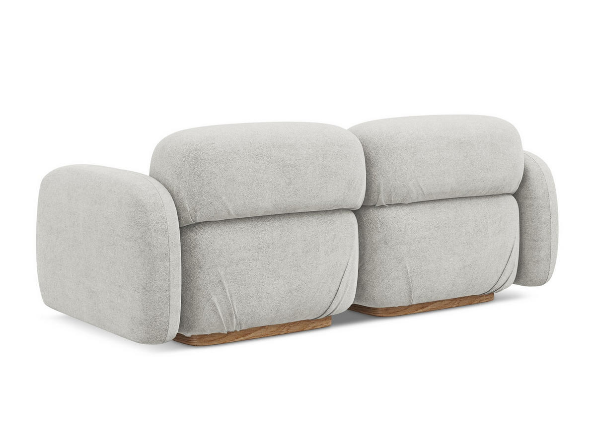 3-SITZER SOFA Bouclé Stoff Grau - Silberfarben/Braun, Holz/Textil (190/73/95cm) - Makamii