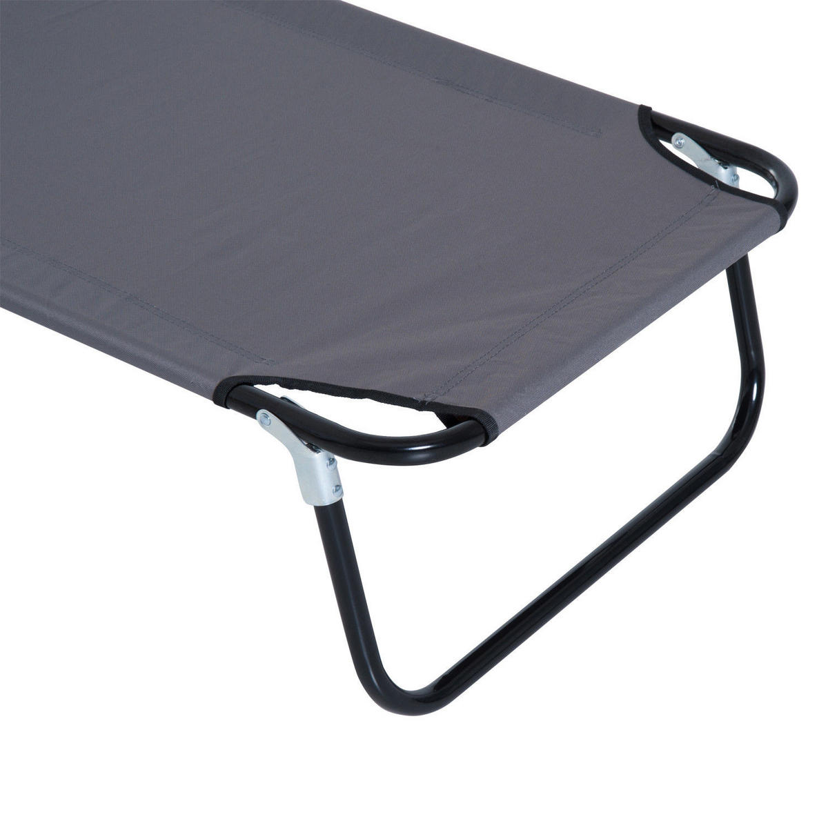 GARTENLIEGE mit Lesefenster Gesichtsöffnung Grau - Grau, Textil/Metall (56/28/190cm) - Outsunny