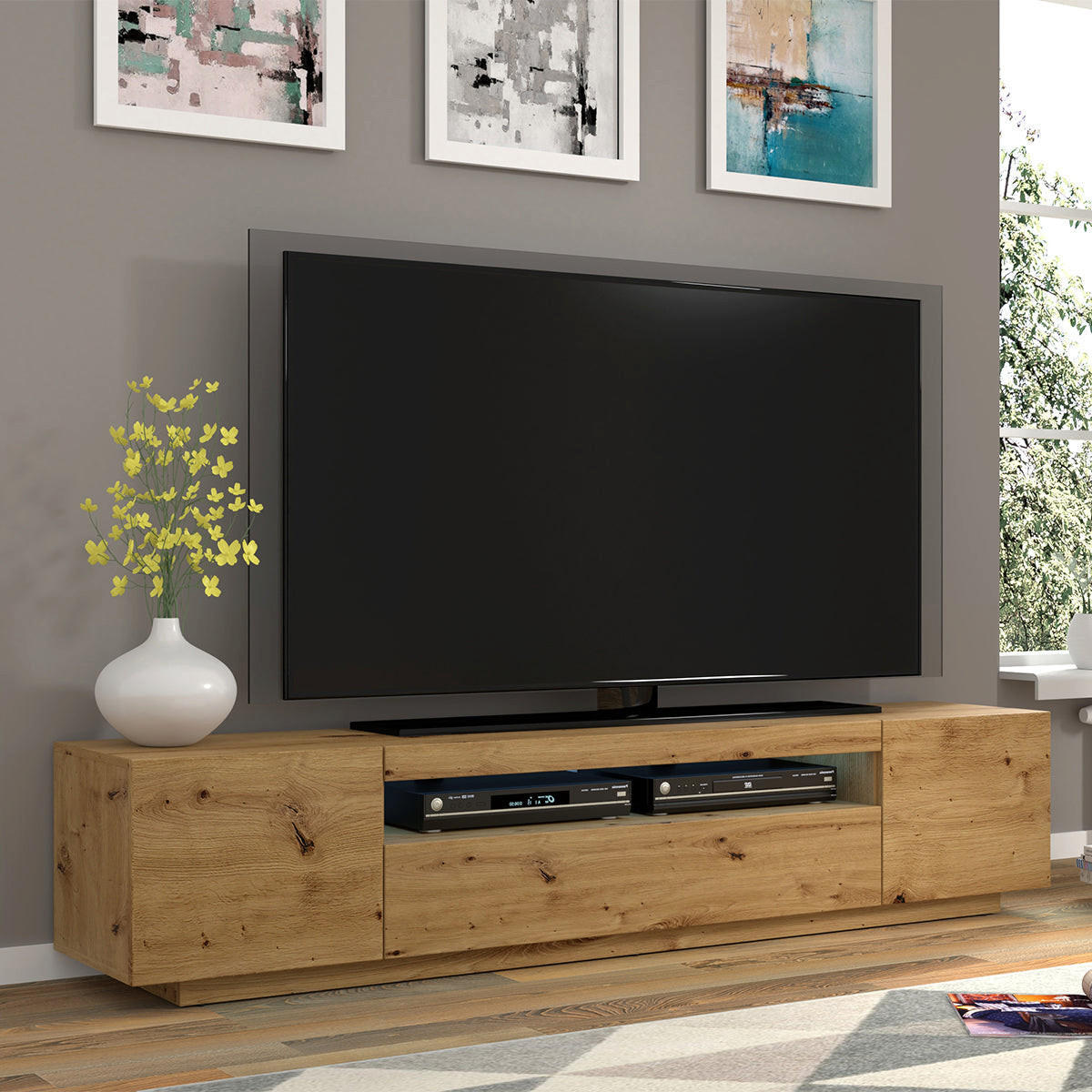 TV STOLÍK Aurus Drevo - hnedá, kompozitné drevo (200/36/37cm) - Petits-meubles
