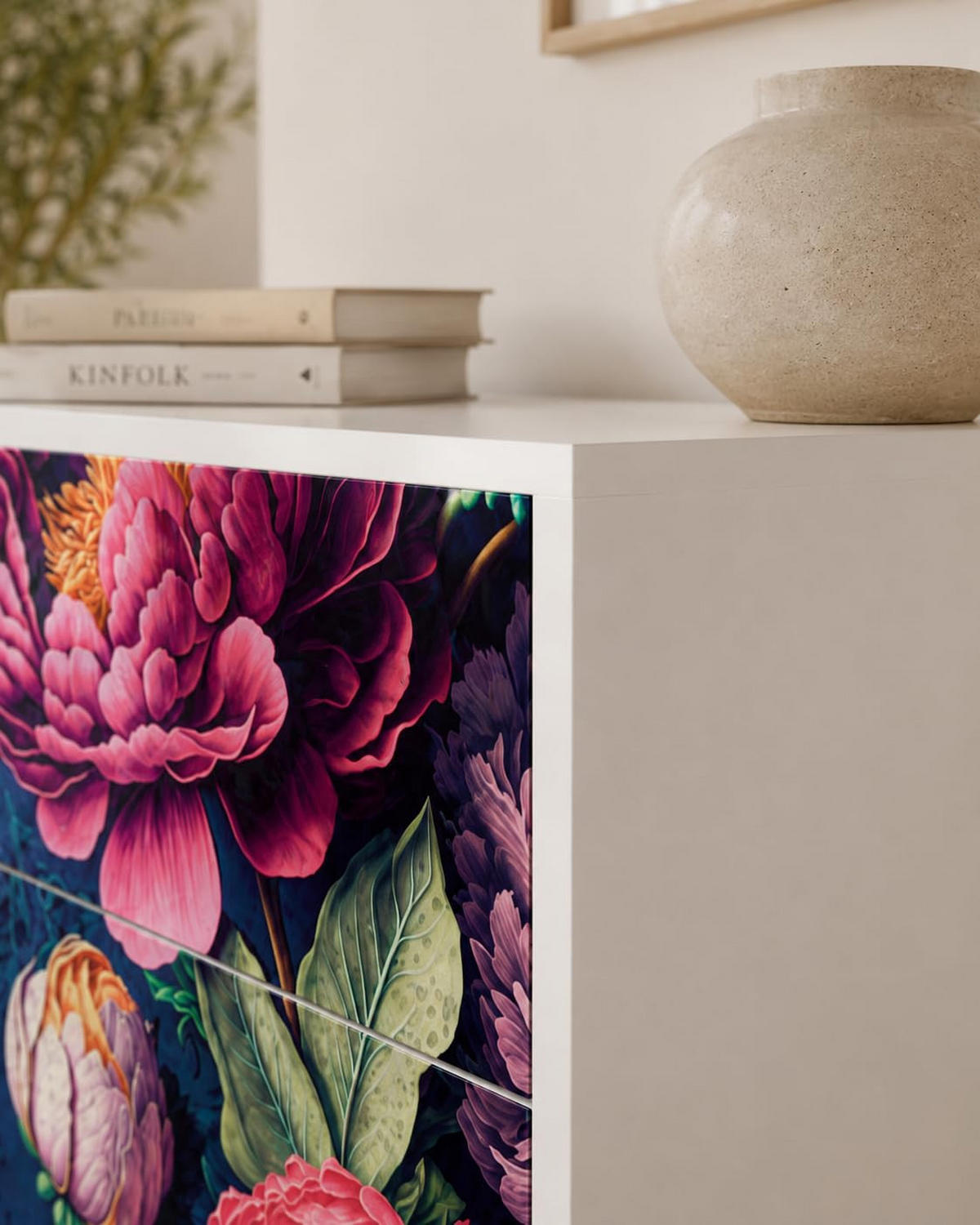 KOMMODE BLOOMING ELEGANCE, Multicolor, 60x35x87 cm, 4 Schubladen - Multicolor, Holzwerkstoff (60/87/35cm) - SpaceRebels