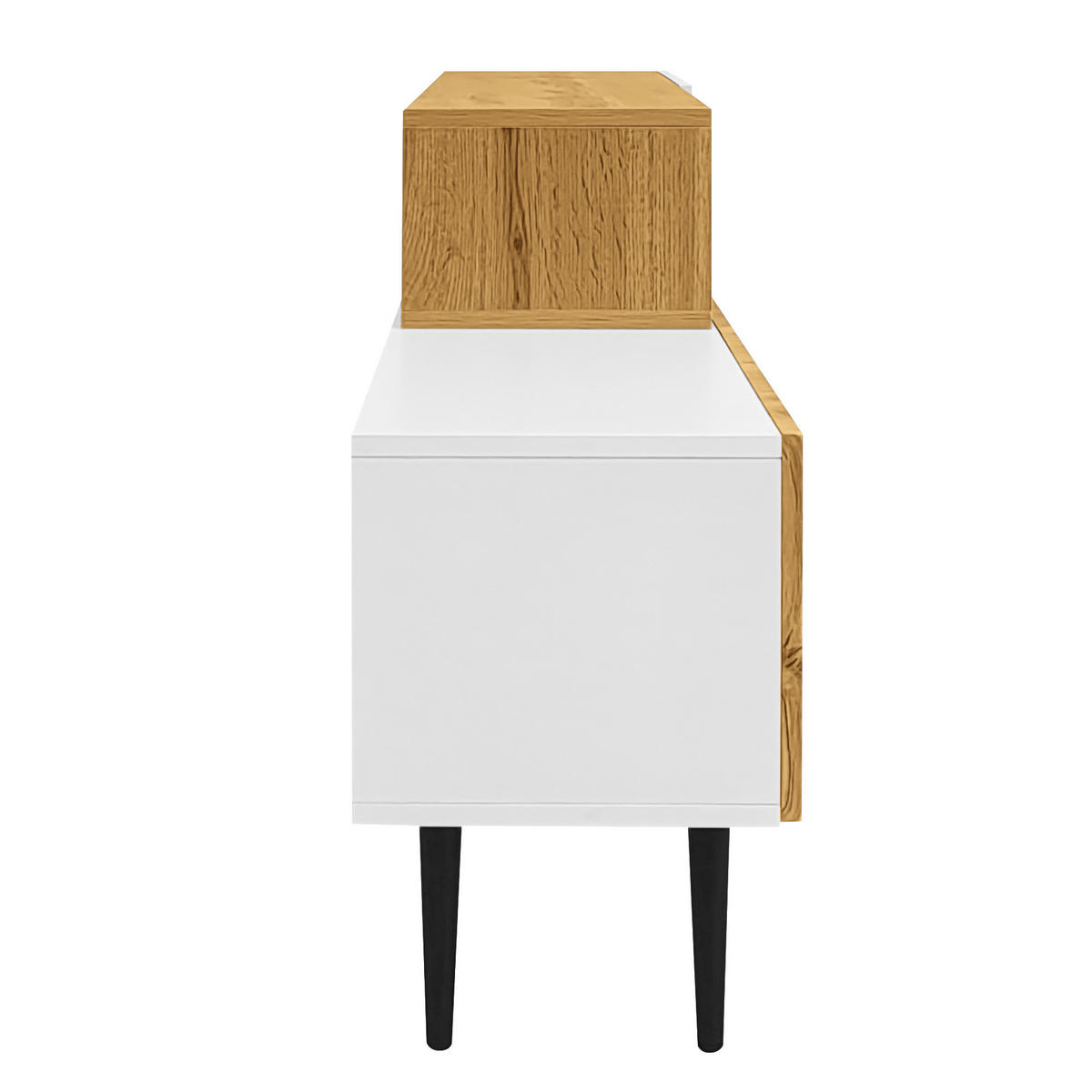 TV ormarić 120+120/30/63,5 cm bijeli i u boji drva od MDF-a i iverice s podesivom duljinom - prirodne boje, drvni materijal (220/63.5/30cm) - OKWISH