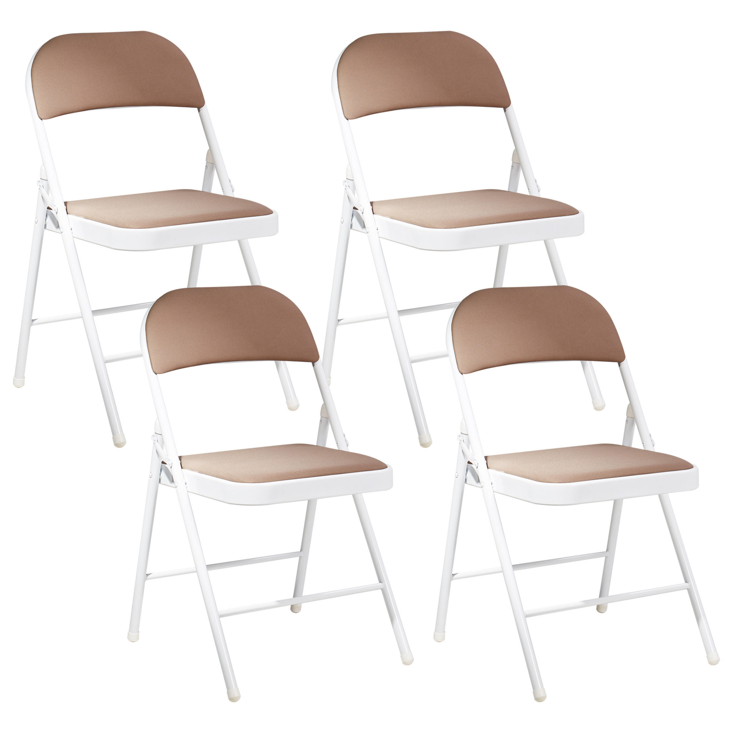 KLAPPSTUHL 4er-Set Metall Beige/Weiß Sparks - Beige, Metall (45/77/47cm) - Beliani