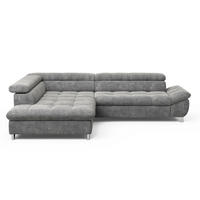ECKSOFA mit Schlaffunktion und verstellbare Kopflehnen - Silberfarben/Grau, Textil/Metall (312/234cm) - Cotta