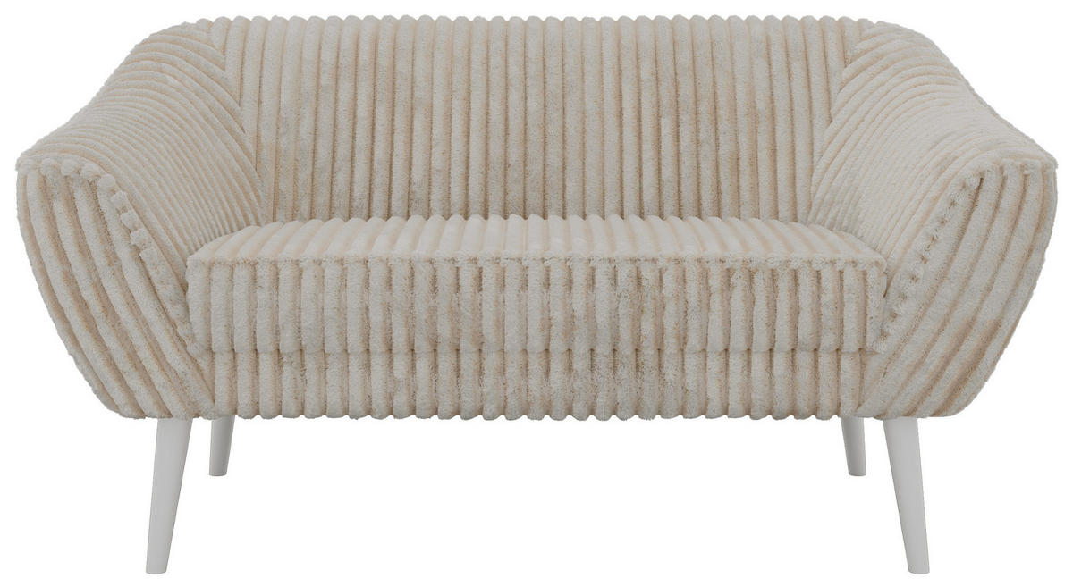 2-SITZER-SOFA PIRS - Beige Cord - Weiße Beine - Beige/Creme, Holzwerkstoff/Textil (140/75/74cm) - MKS