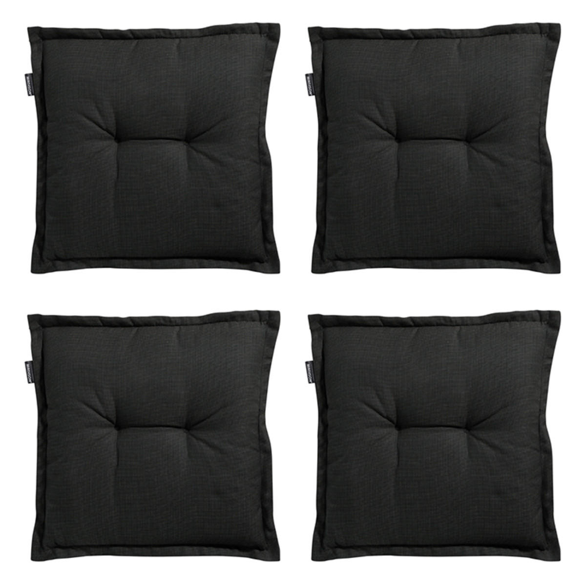 SITZKISSEN Rippe 50/50 cm 4er-Set - Schwarz, Textil (50/5/50cm) - Madison