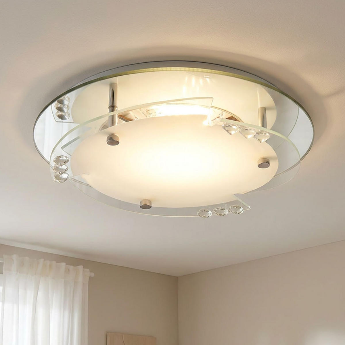 LED DECKENLEUCHTE Samuel Weiß Glas - Weiß, Glas (25/25/9.5cm) - Globo Lighting