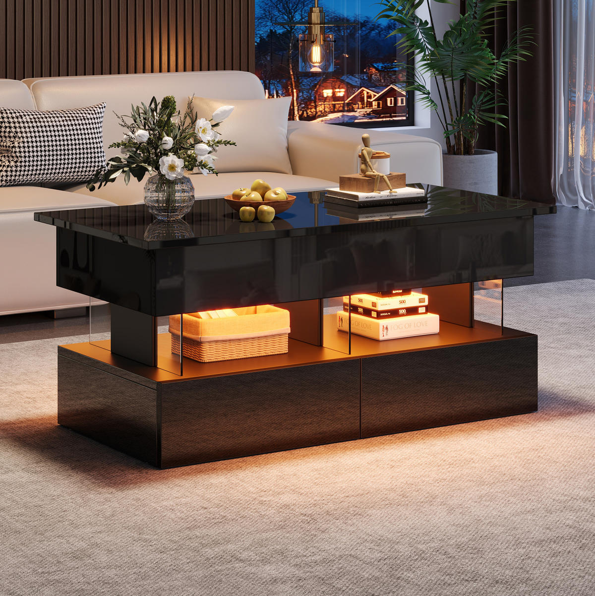 COUCHTISCH höhenverstellbar 100 x 50 x 46 cm Schwarz - Schwarz, Holzwerkstoff (100/50/46cm) - Meubliv