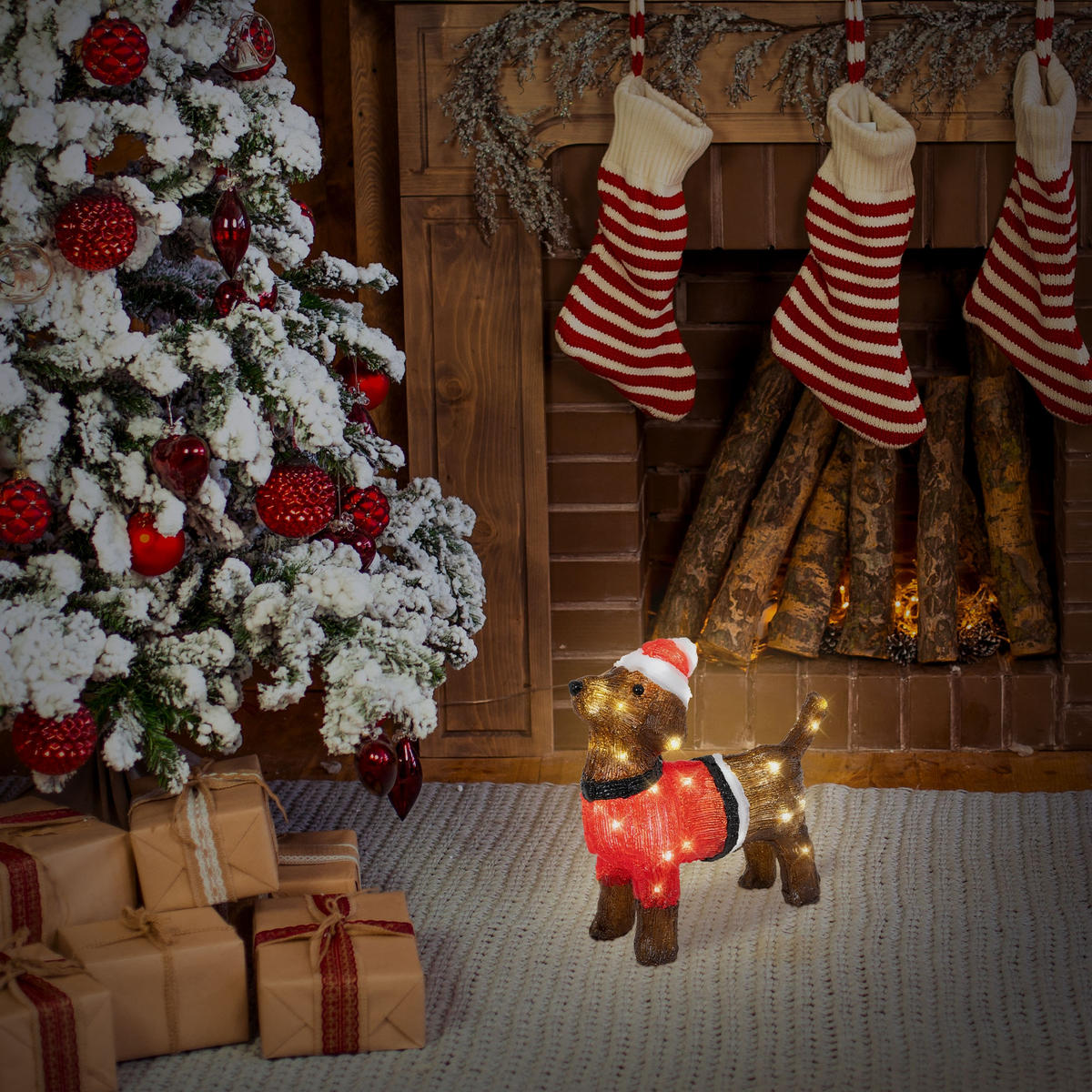 WEIHNACHT HUND 37 cm - Braun, Kunststoff (13.5/35/37cm)