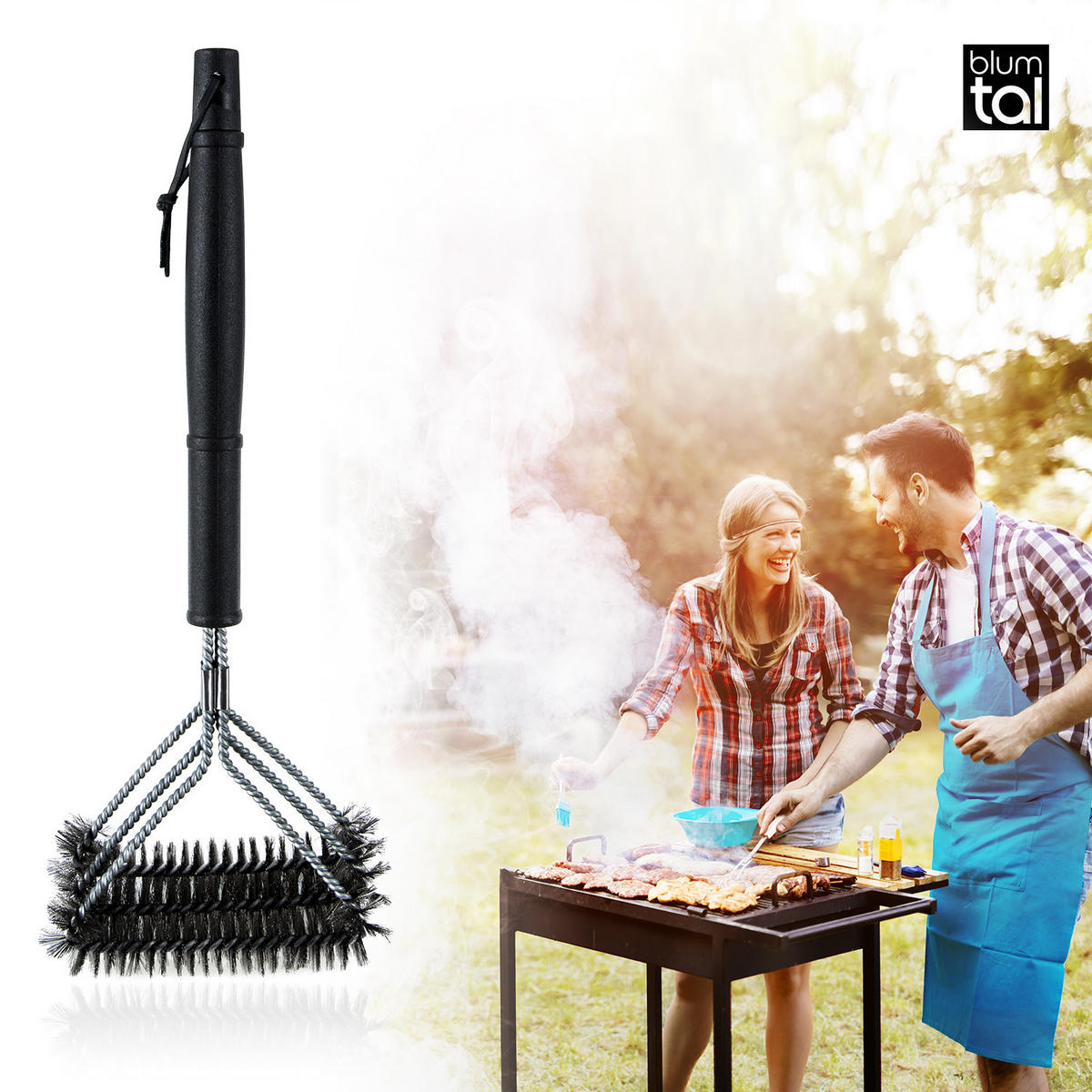 GRILLBÜRSTE Ragnar Edelstahlbürste - Schwarz, Metall (42cm) - Blumtal