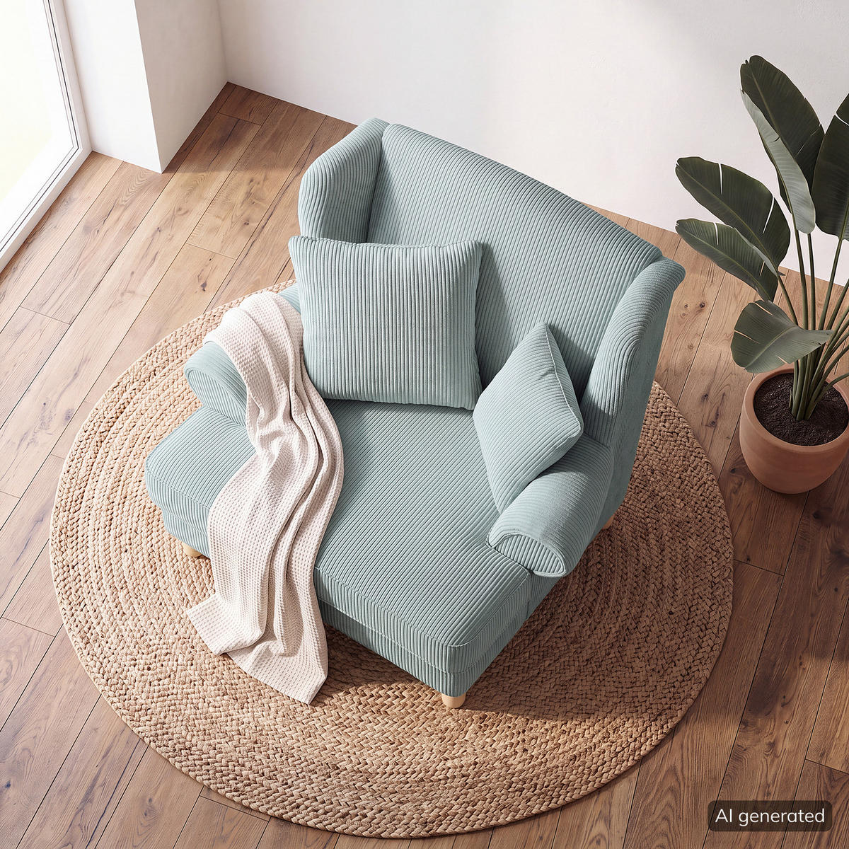 XXL SESSEL - Cord - Hellblau, Holz/Textil (135/100/128cm) - home24