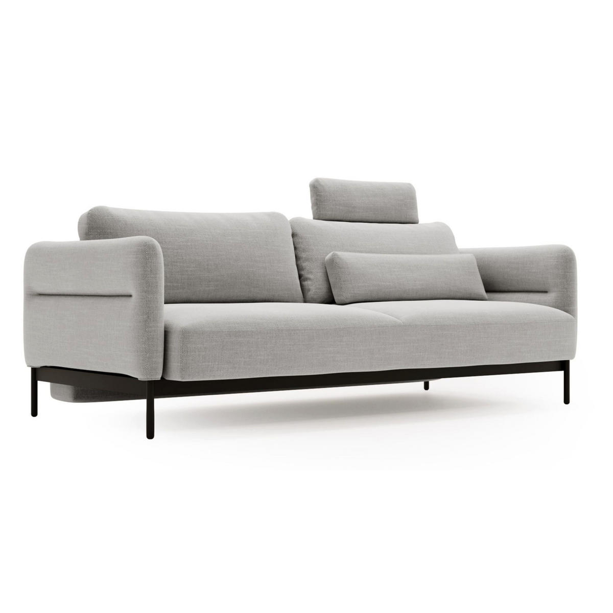 3-SITZER-SOFA Solianero Hellgrau 223 cm - Hellgrau/Schwarz, Textil/Metall (223/95/96cm) - Selsey