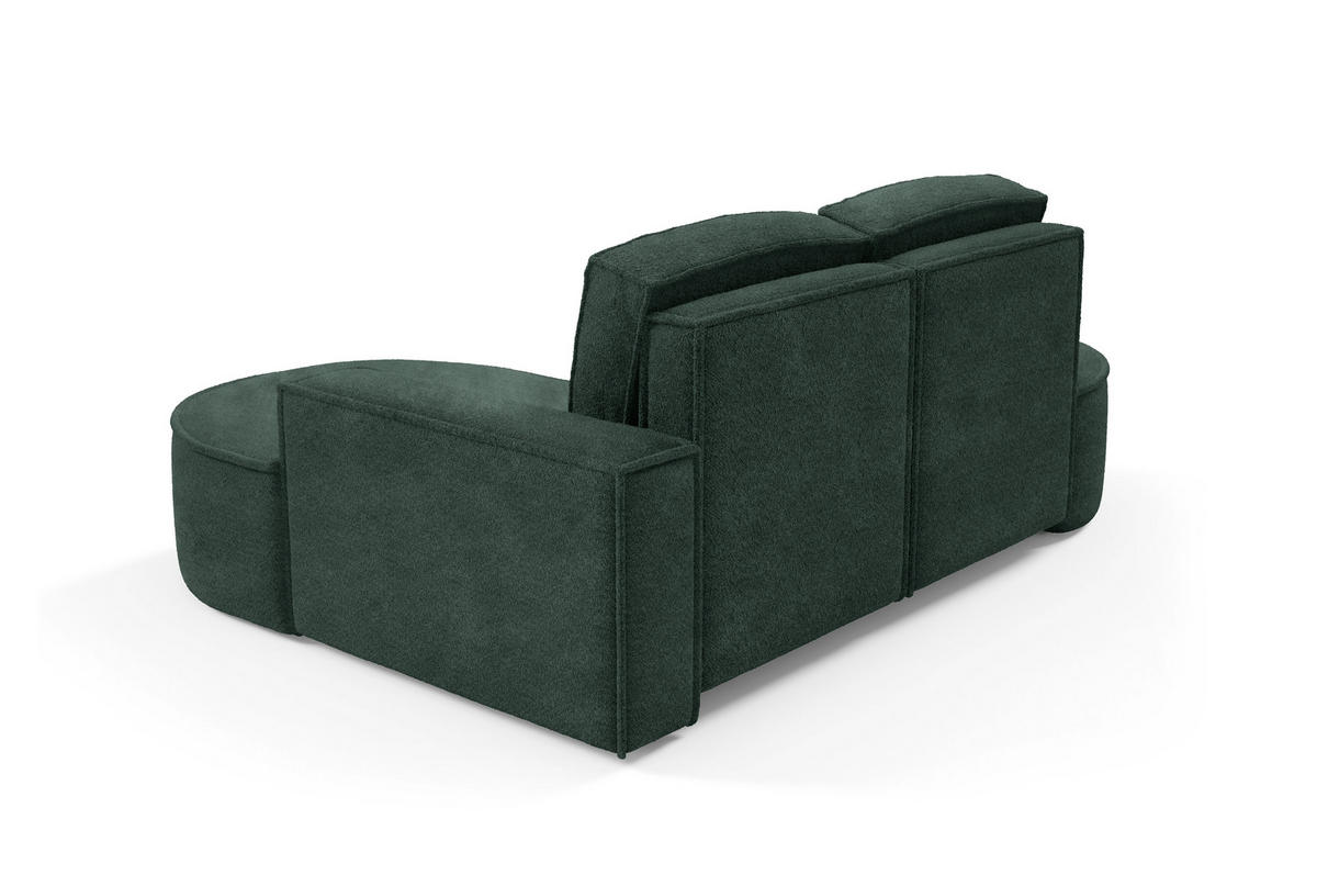 ECKSOFA MOLLY – Halbkreisförmig, Abriamo-Bouclé, Lose Kissen, Bouclé-Bezug, 210x157x88 cm, Rechts, Grün - Jadegrün, Holz/Textil (210/157cm) - DomoHome