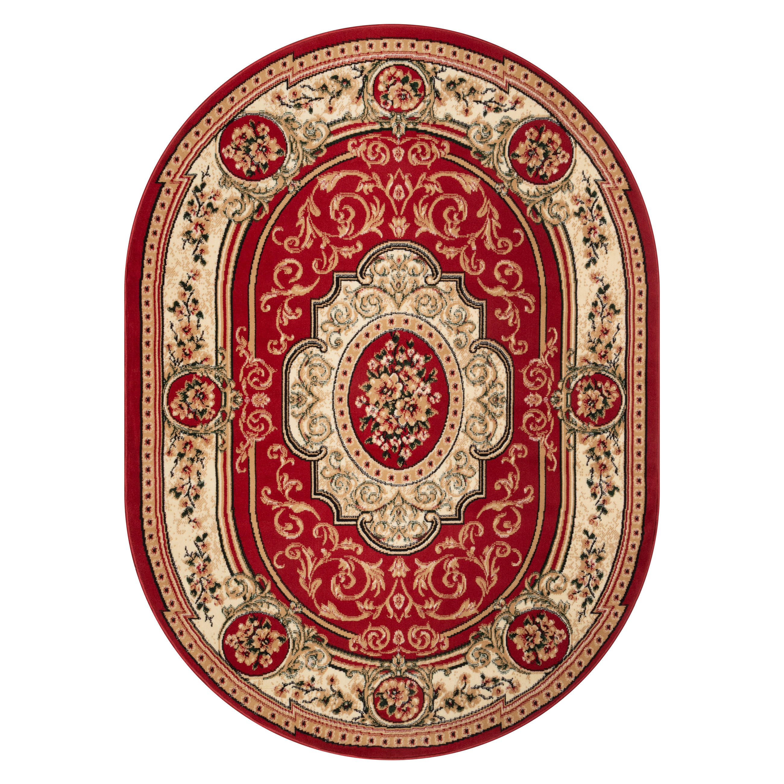 TEPPICH ATLAS oval rot floral 60/100 cm - Rot, Textil (60/100cm) - Tapiso
