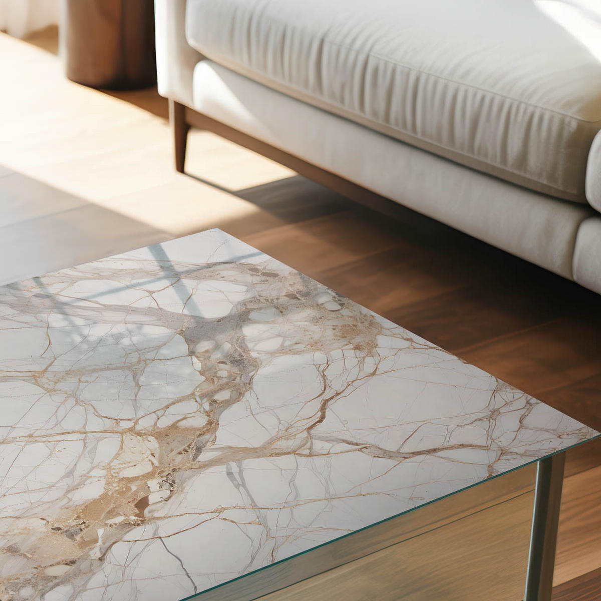 GLASPLATTE 80x60 cm – Marmoradern - Beige, Glas (0.4/80/60cm) - ArtPrintCave