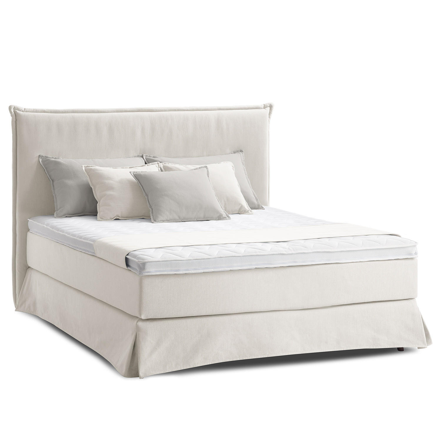 BOXSPRINGBETT mit Husse - Platinfarben, Textil (160/200cm) - home24