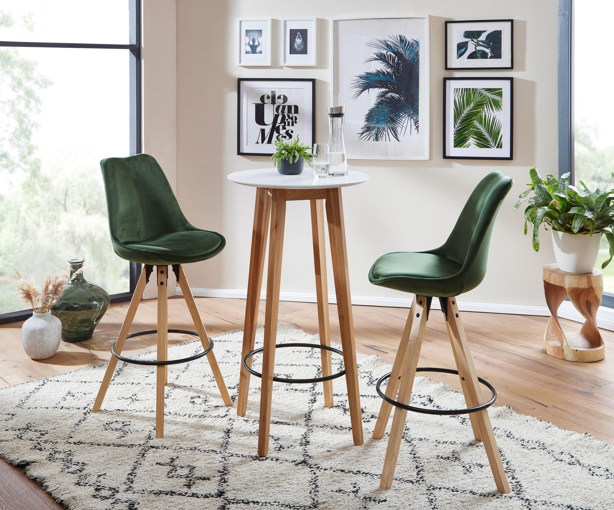 Thumbnail - Kadima Design Bartisch, Weiß, Holz, Echtholz,Eiche, Rund, Stativgestell, 60x110x60 cm, Esszimmer, Barmöbel, Bartische