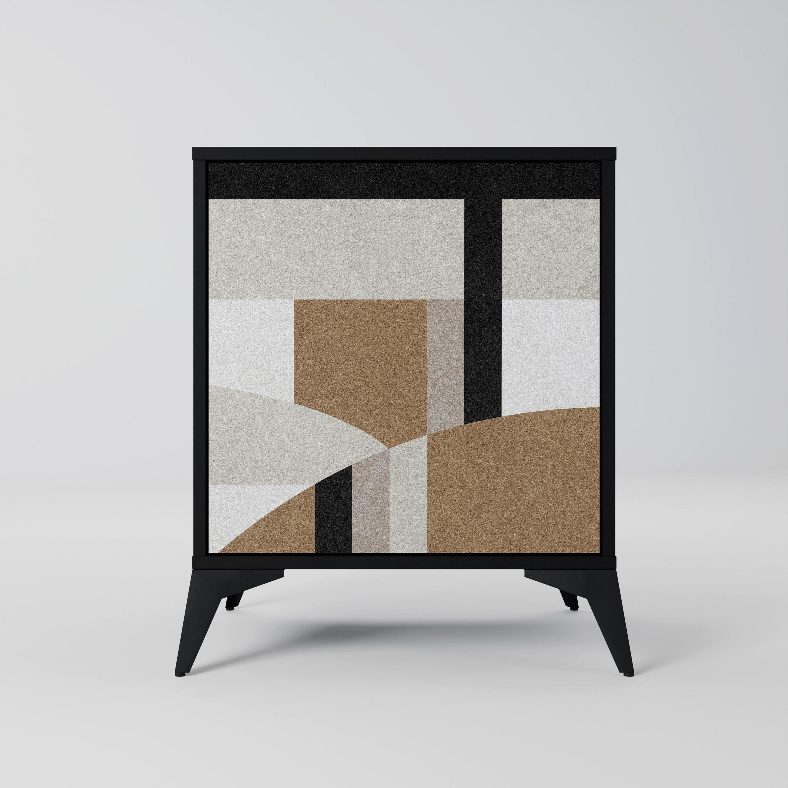 SIDEBOARD DELICATE MEMENTO, Schwarz, 57,5x42x70,5 cm, Schwarze Metall-Sternfüße - Multicolor/Schwarz, Holzwerkstoff/Metall (57.5/70.5/42cm) - SpaceRebels