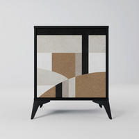 SIDEBOARD DELICATE MEMENTO, Schwarz, 57,5x42x70,5 cm, Schwarze Metall-Sternfüße - Multicolor/Schwarz, Holzwerkstoff/Metall (57.5/70.5/42cm) - SpaceRebels
