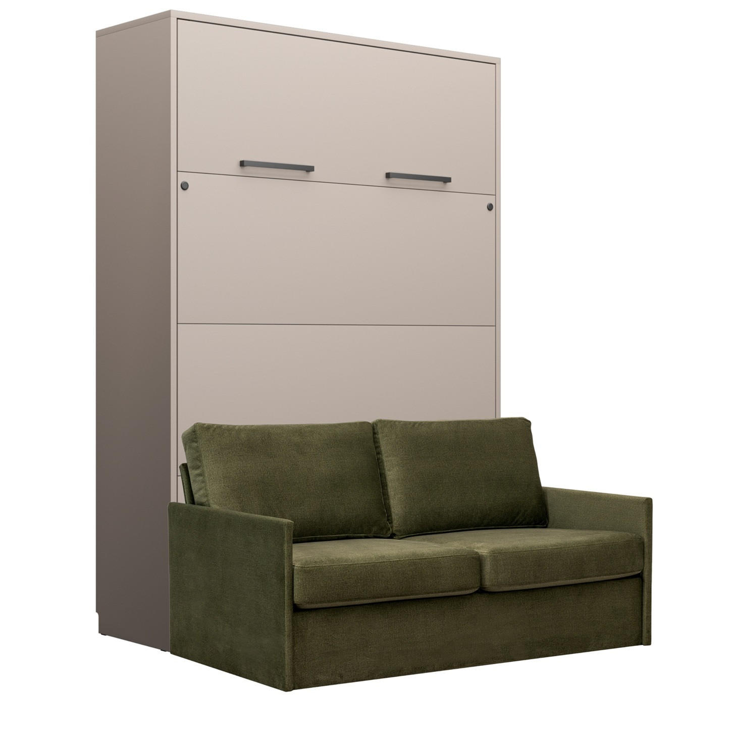 SCHRANKBETT Wandbett GN 140x200 congo mit LED & Sofa - Grün - Grau/Grün, Holz/Holzwerkstoff (140/200cm) - QMM TraumMöbel