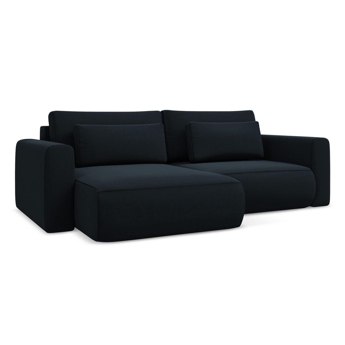 ECKSOFA mit Schlaffunktion Samt Stoff Blau - Blau/Schwarz, Kunststoff/Textil (149/240cm) - LaMiaSofa