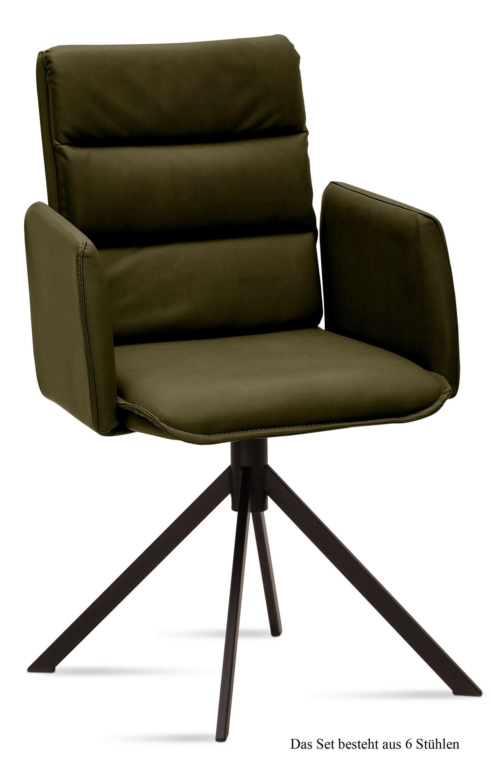 ARMLEHNSTUHL (6er-Set) Dulci 52x92x60 Schwarz/Khaki - Dunkelgrün/Schwarz, Kunststoff (60/92/52cm) - 58aufmkessel