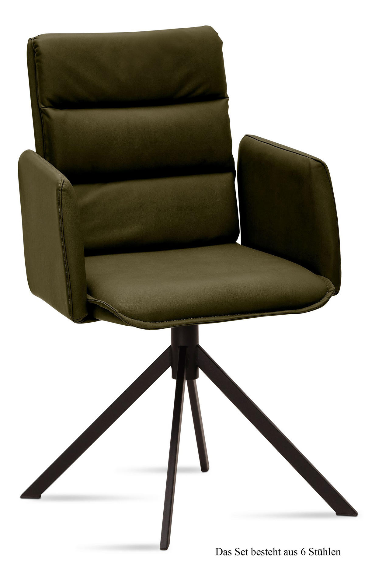 ARMLEHNSTUHL (6er-Set) Dulci 52x92x60 Schwarz/Khaki - Dunkelgrün/Schwarz, Kunststoff (60/92/52cm) - 58aufmkessel