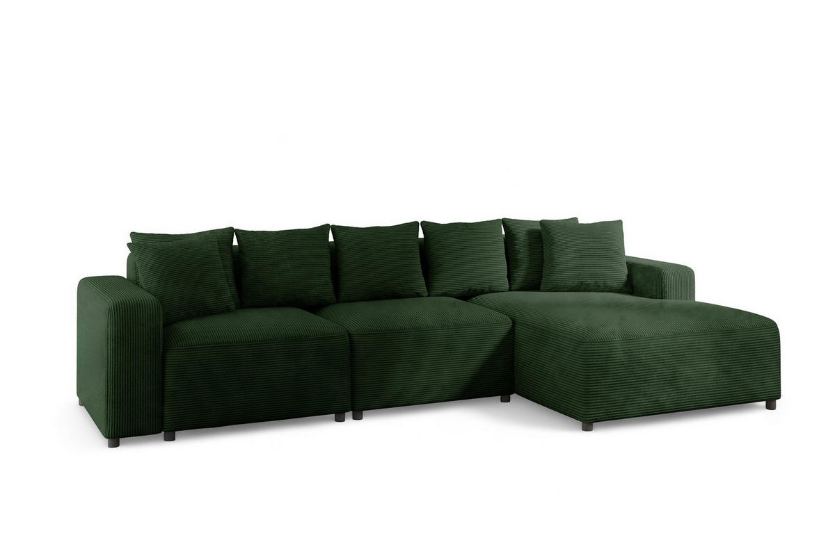 ECKSOFA Megan In Poso - Dunkelgrün, Holzwerkstoff/Textil (331/165cm) - Fun Möbel