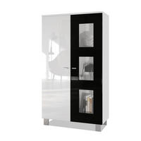 VITRINE Denjo Tür in Schwarz Hochglanz - Schwarz Hochglanz, Holzwerkstoff (71/129/35cm) - Vladon