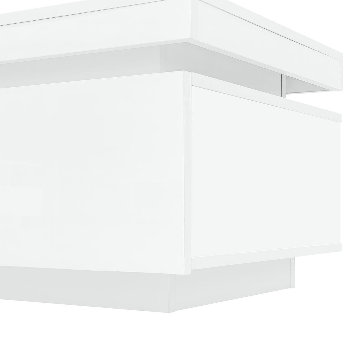 COUCHTISCH 100/50/40,3 cm weiß mit LED-Beleuchtung und Schublade - Weiß, Holzwerkstoff (100/50/40.3cm) - OKWISH