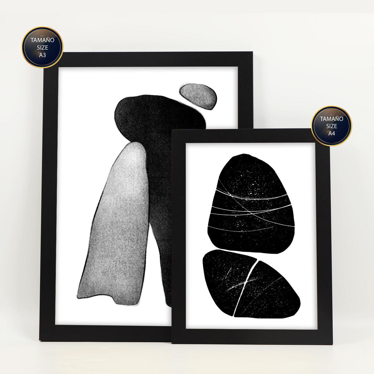POSTER Set Mit 6 Datenlose Köpfe In Liebhaber Abstrakt Ästhetische Dekorative Gemälde Für Ihr Wohnzimmer Schlafzimmer Zuhause A3 & A4 Schwarzer Rahmen - Schwarz, Papier (29/3cm) - Nacnic