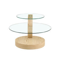 COUCHTISCH 70/70/44 cm transparent Holz aus Holzwerkstoff Glas mit zweistufiger Ablage - Klar, Holzwerkstoff (70/70/44cm) - OKWISH