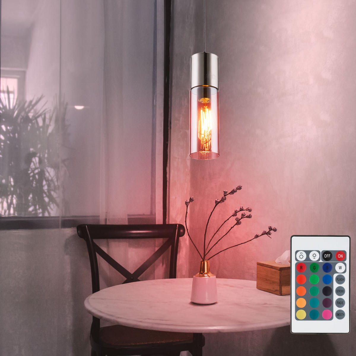 LED HÄNGELEUCHTE ANNIKA Silber matt - Silberfarben, Glas (10.5/10.5/152.5cm) - Globo Lighting