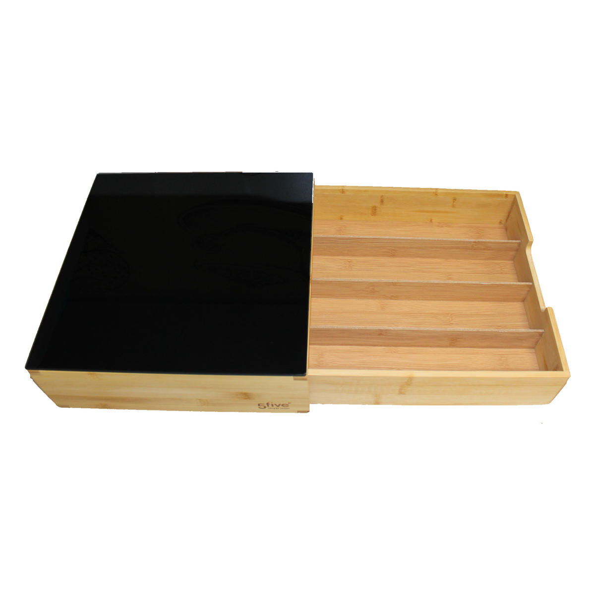 KAFFEEKAPSEL-REGAL mit Schublade, Holz mit Glasplatte - Schwarz, Holz - 5five Simply Smart