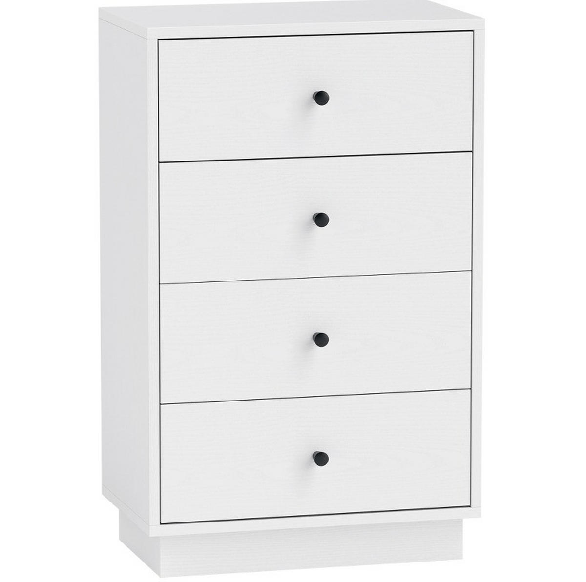 KOMMODE 47/29/75 cm in Weiß mit 4 Schubladen und Anti-Kipp-Schutz - Weiß, Holzwerkstoff (47/75/29cm) - Flora Grace