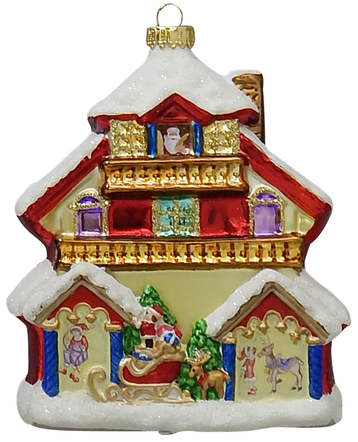 CHRISTBAUMSCHMUCK Santas Zuhause Mehrfarbig 12cm (Glas / 1 Stk.) - Multicolor, Glas (10/12/4cm) - Krebs Glas Lauscha