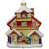CHRISTBAUMSCHMUCK Santas Zuhause Mehrfarbig 12cm (Glas / 1 Stk.) - Multicolor, Glas (10/12/4cm) - Krebs Glas Lauscha