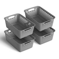 AUFBEWAHRUNGSKORB Anthrazit 30x20x11 cm - 4er Pack - Anthrazit, Kunststoff (20/11/30cm) - ProHome