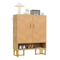 SCHUHSCHRANK 2 Türen Holzoptik Goldrahmen - Naturfarben, Holz (80/100/38cm) - LEBENLANG