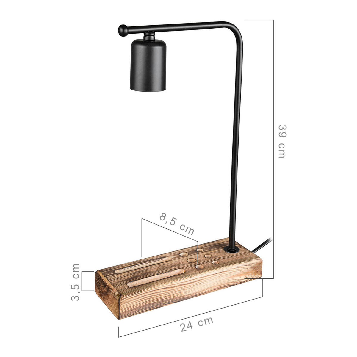 TISCHLEUCHTE Lincoln - Schwarz, Holz (9/24/39cm) - lux.pro