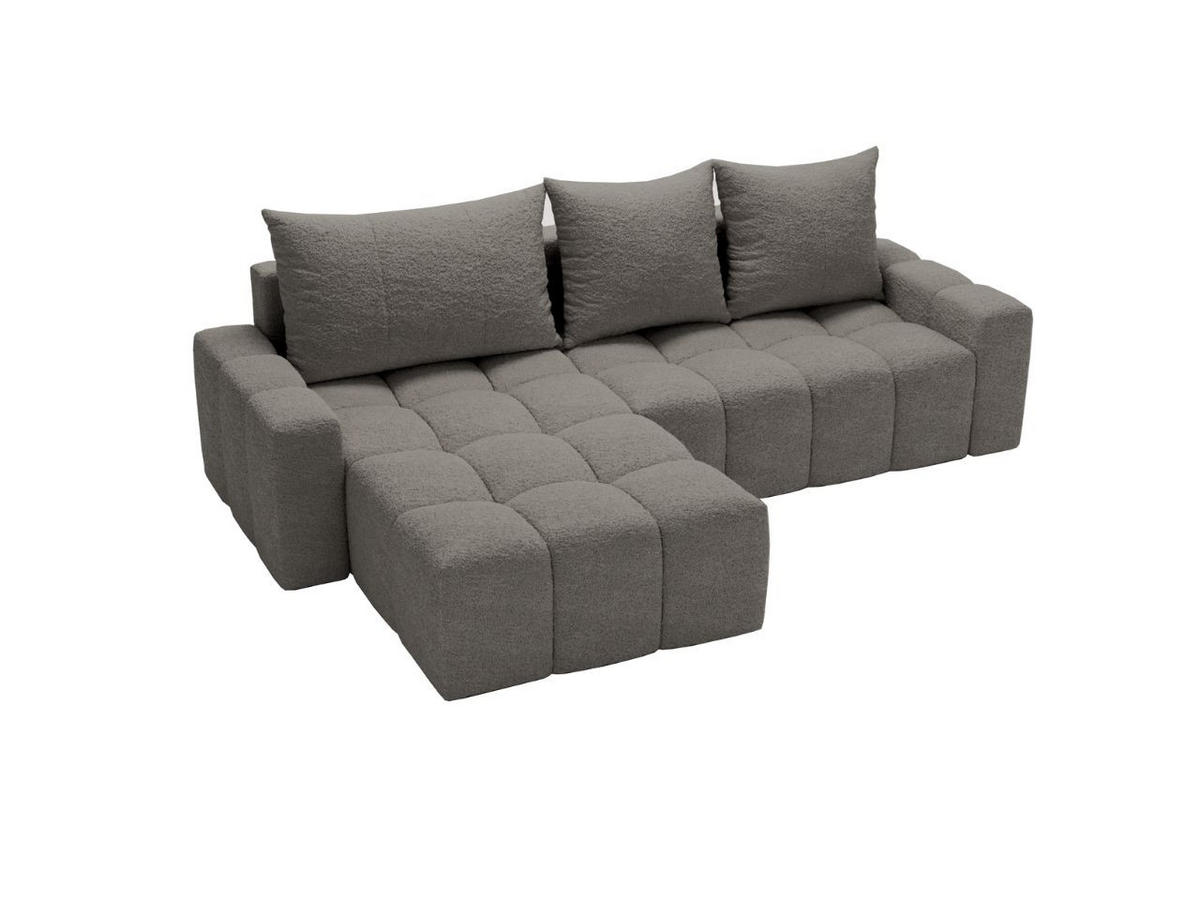 ECKSOFA Bresso Bouclé-Stoff Grau - Grau, Holz/Textil (255/168cm) - Graingold
