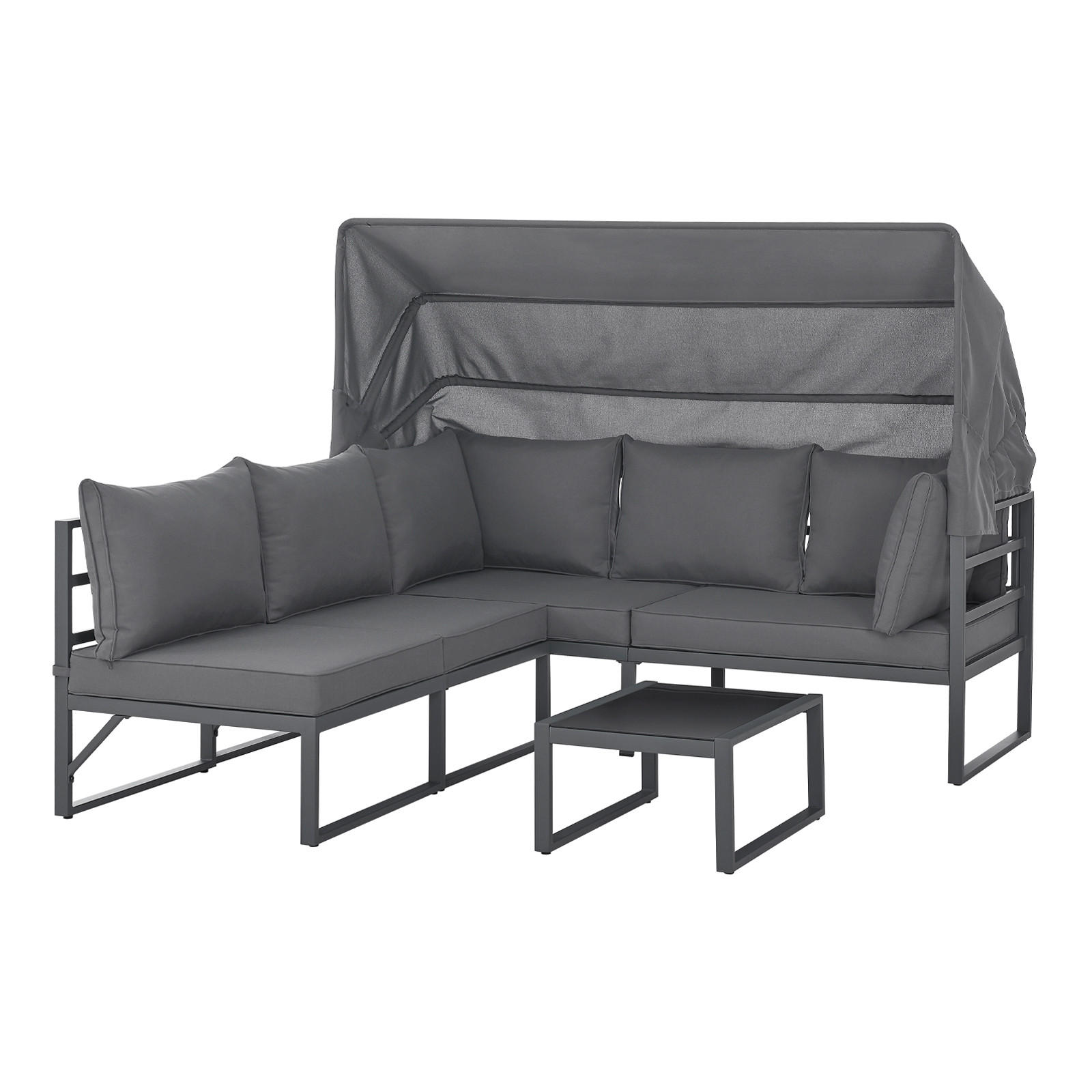 GARTENLOUNGE Maui Grau - Dunkelgrau/Grau, Metall - SVITA
