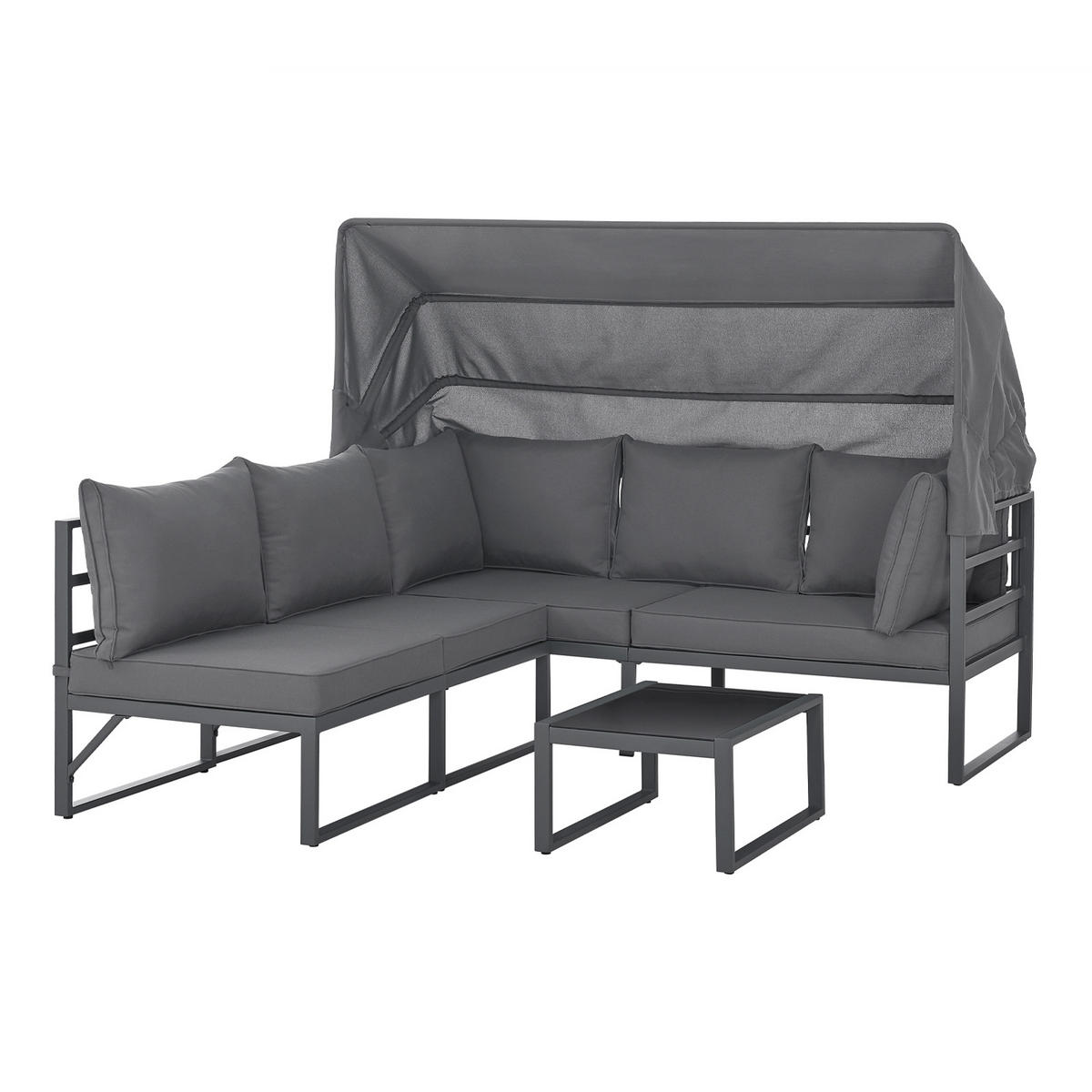 GARTENLOUNGE Maui Grau - Dunkelgrau/Grau, Metall - SVITA