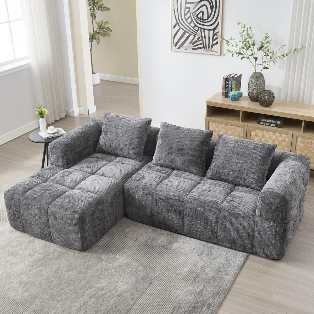ECKSOFA 250x158cm Grau - Grau, Textil (37/38.5cm) - Raelunyi